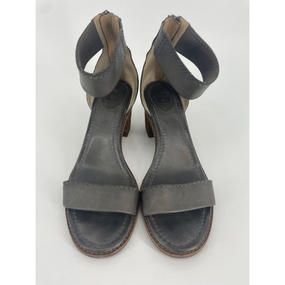 Frye Brielle Charcoal Grey Wooden Ankle Sandals Size 9.5M - Picture 2 of 6